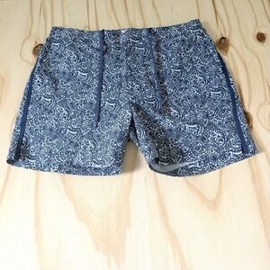 Fair Harbor blue paisley-print Swim Short With Built in Liner Size 34